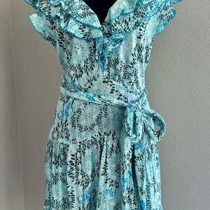 Poupette St. Barth Blue Ruffled Tiered Sundress